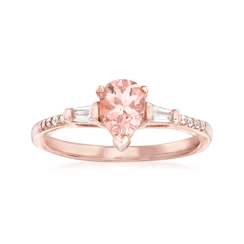 Rose gold morganite and white topaz ring with oval center stone
