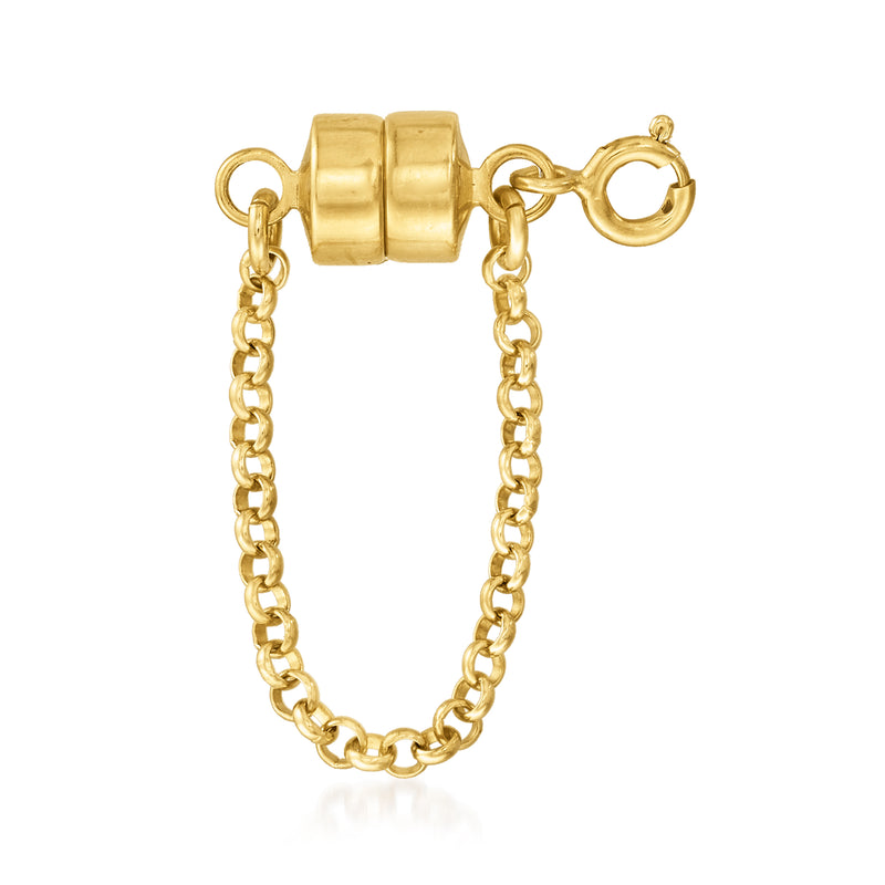 Gold-tone magnetic bracelet clasp converter with safety chain and box clasp
