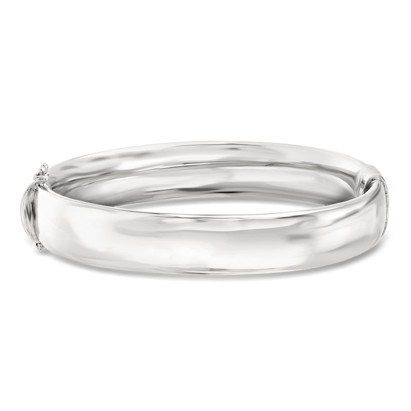12mm sterling silver bangle bracelet with hinged oval shape and small end details