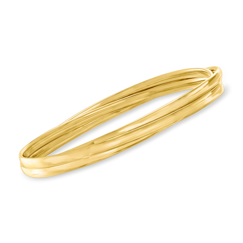 18kt gold over sterling interlocking triple-bangle bracelet, smooth polished gold