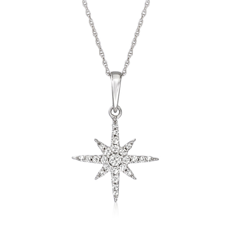 Diamond star pendant necklace in 14kt white gold
