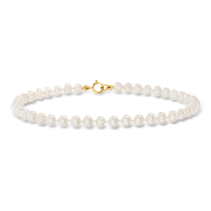 White cultured pearl bracelet with 14kt yellow gold clasp