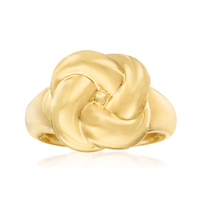 Yellow gold over resin love knot ring with rounded knot design