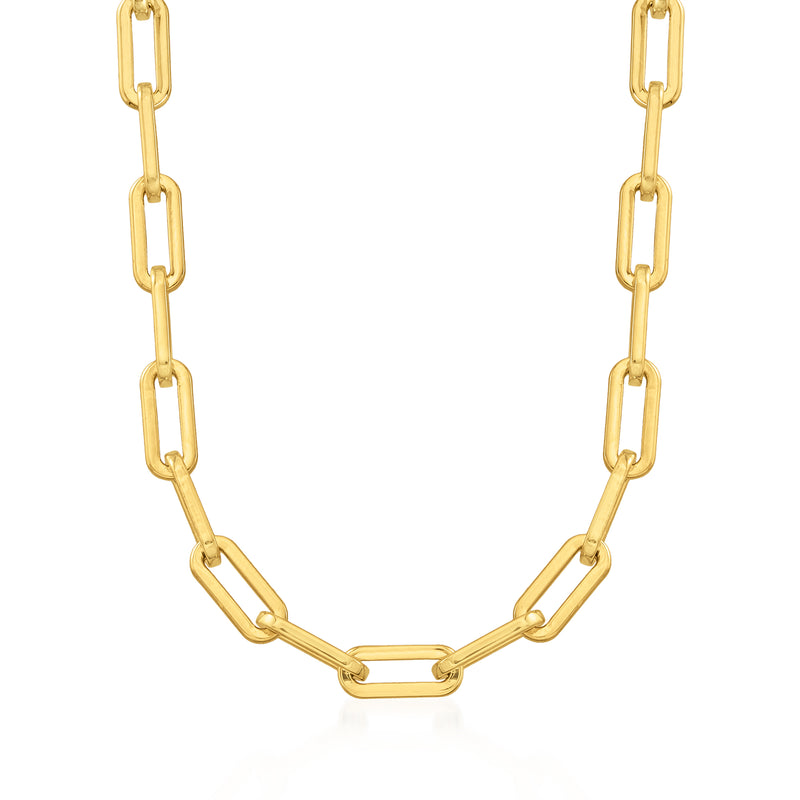 Italian Andiamo paper-clip link necklace in gold over resin with clasp