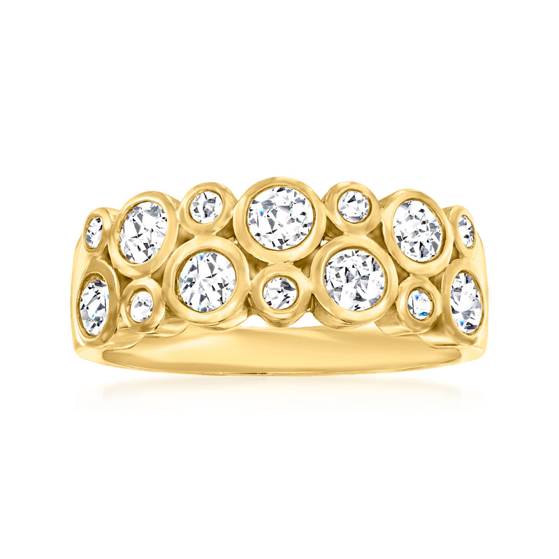 18kt gold over sterling diamond ring with alternating bezel-set round stones, 1.00 ct t.w.