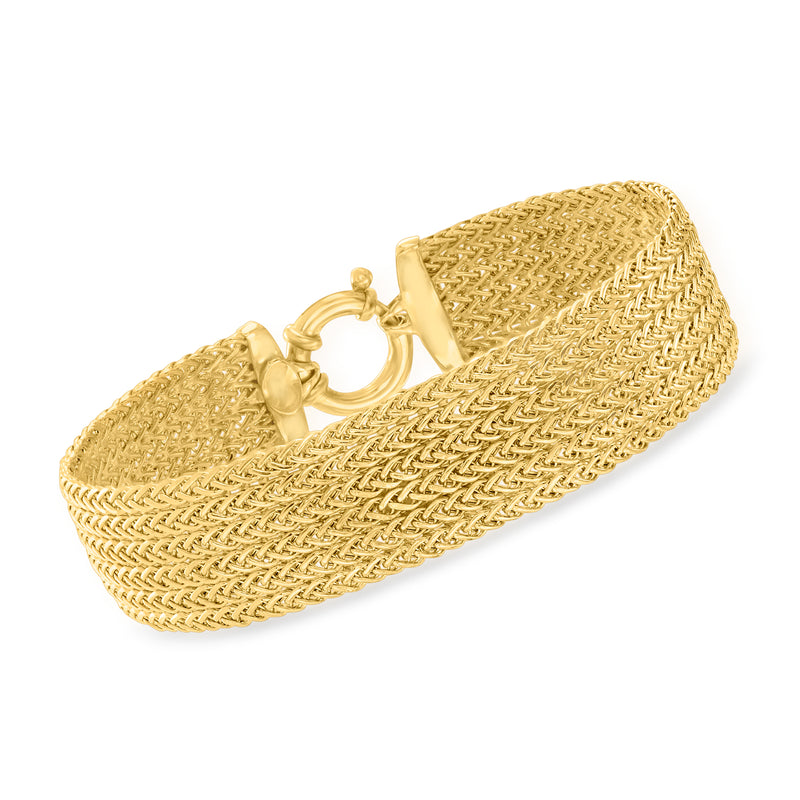 14kt yellow gold multi-row wheat-link bracelet with round clasp