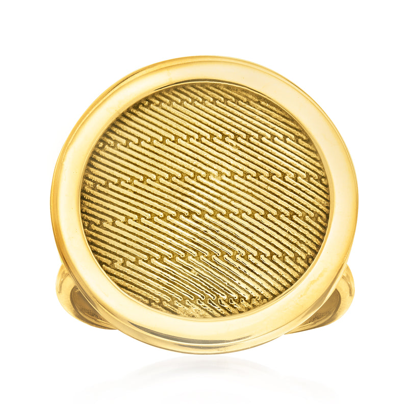 Gold-tone 18kt over sterling circle cocktail ring with textured round center