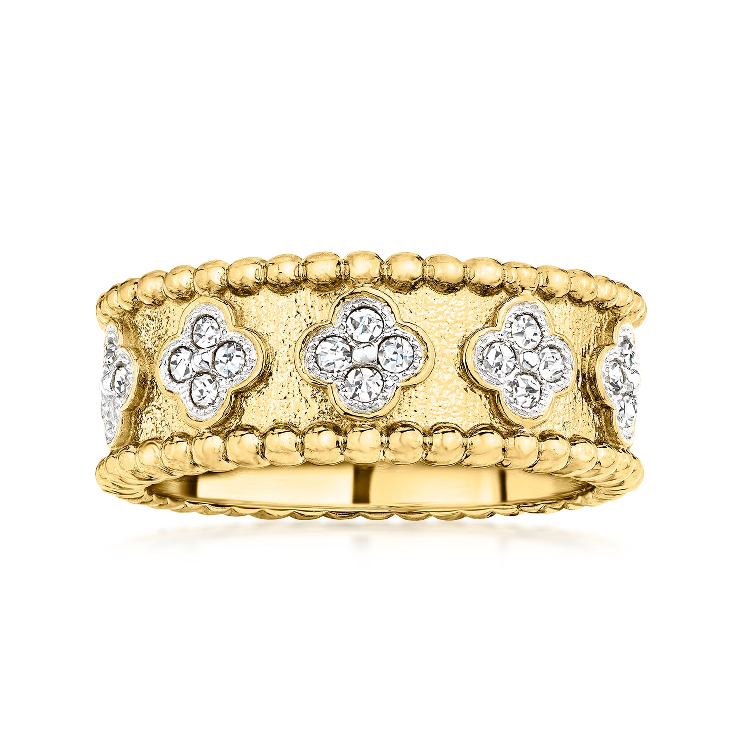 .50 ct. t.w. Diamond Clover Ring in 18kt Gold Over Sterling