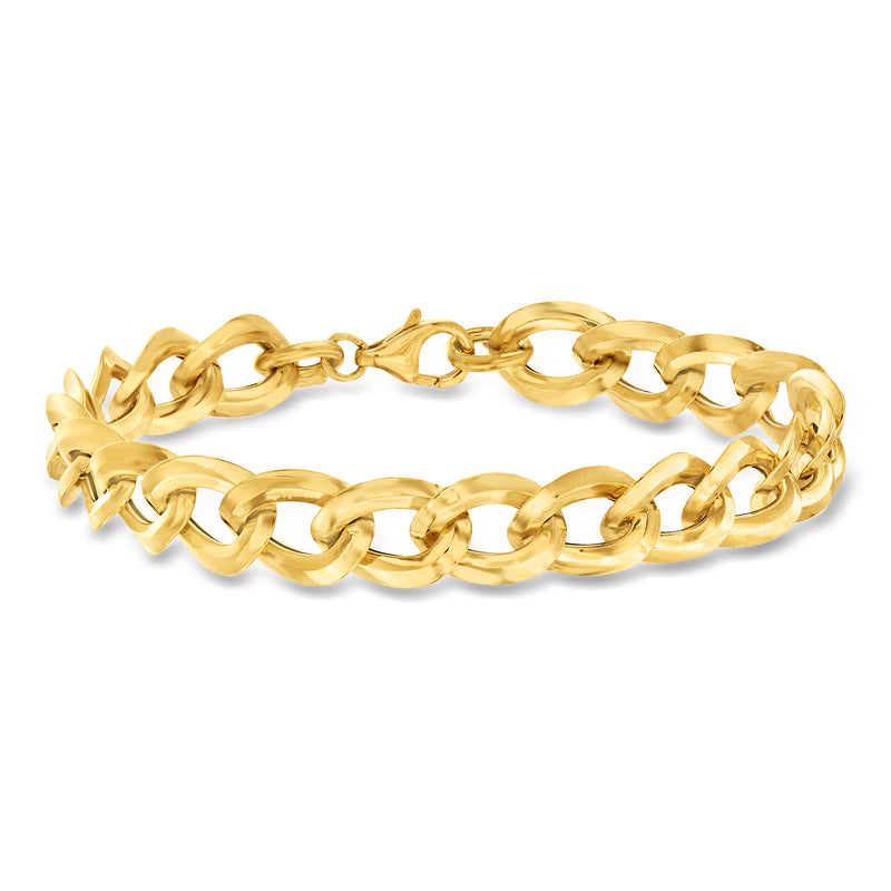 Yellow gold curb-link bracelet with interlocking oval links