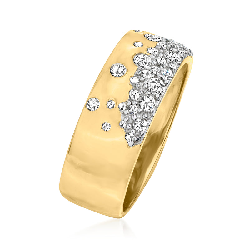Gold over sterling band ring with central diamond cluster and small scattered accents.