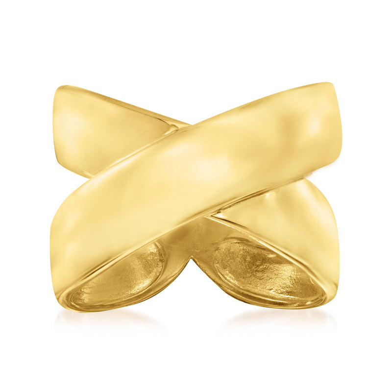 18kt gold-tone crisscross ring over sterling