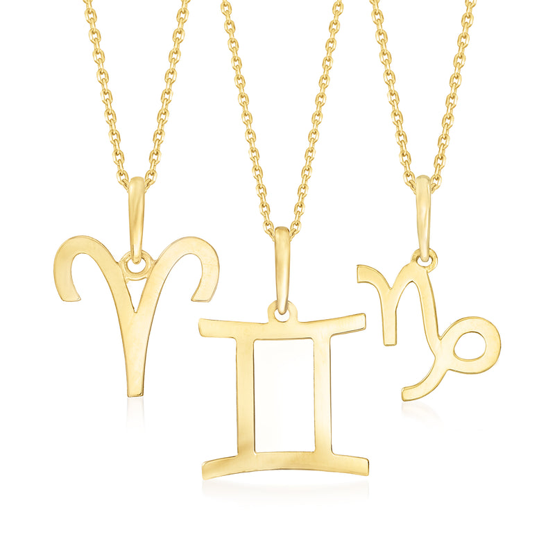 14kt yellow gold zodiac sign pendant necklace with short linked chain