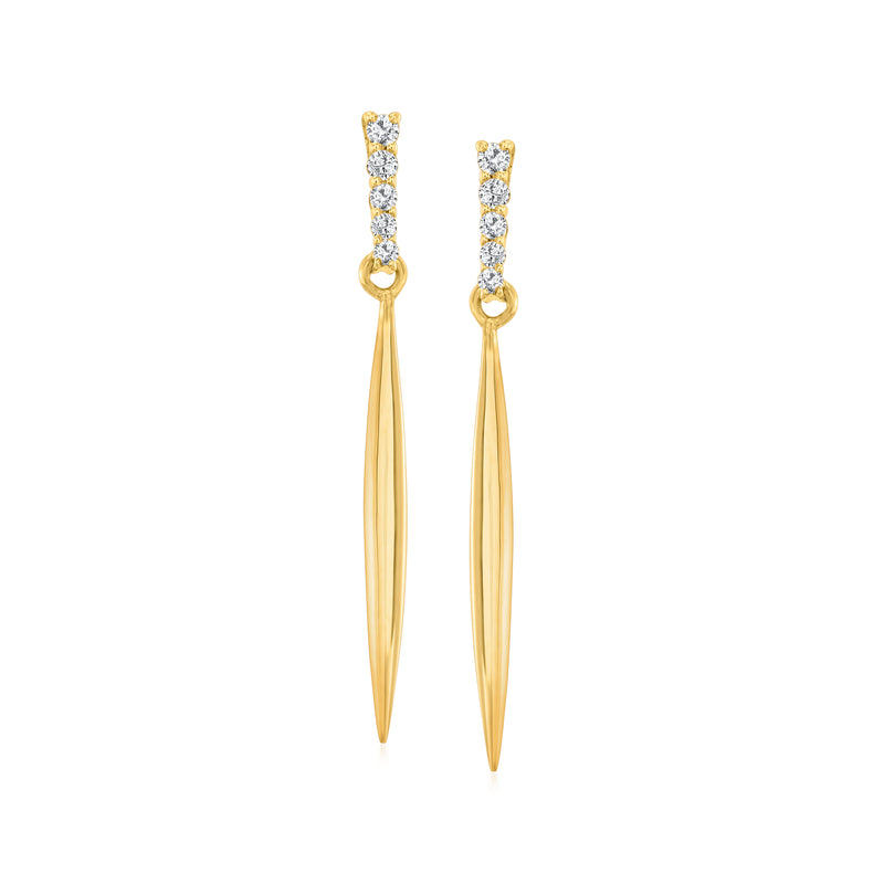Diamond icicle drop earrings in 14kt yellow gold