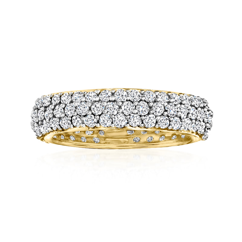 14kt yellow gold pave diamond eternity band with continuous round stones