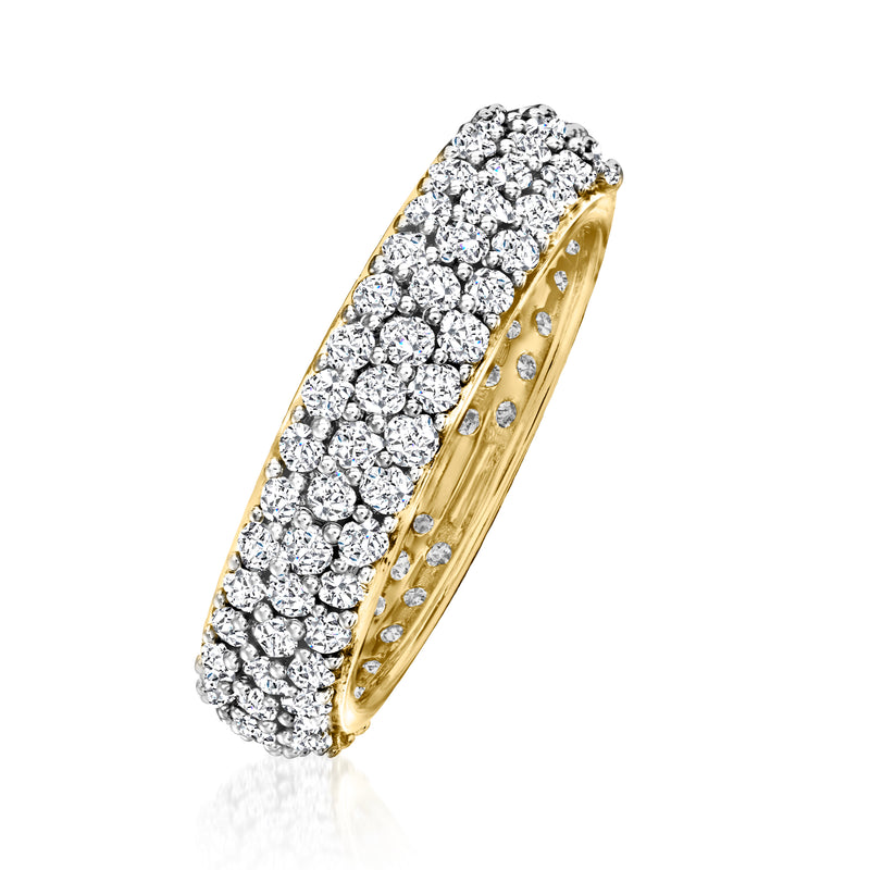 Side view: 14kt yellow gold pave diamond eternity band with round stones