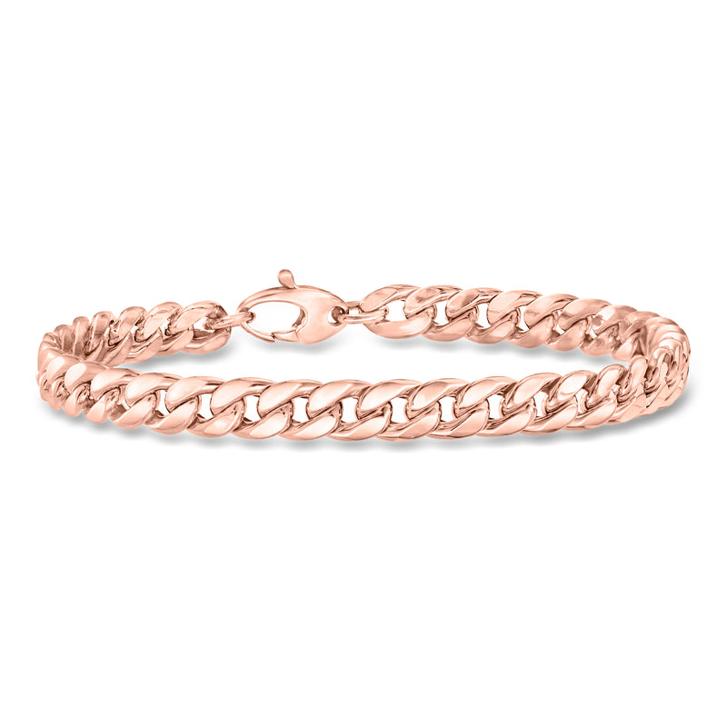 14kt rose gold Cuban-link bracelet with secure lobster clasp