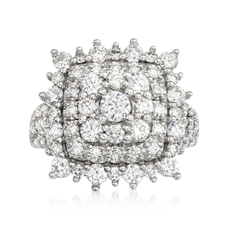 14kt white gold diamond cluster ring, oval center with round halo