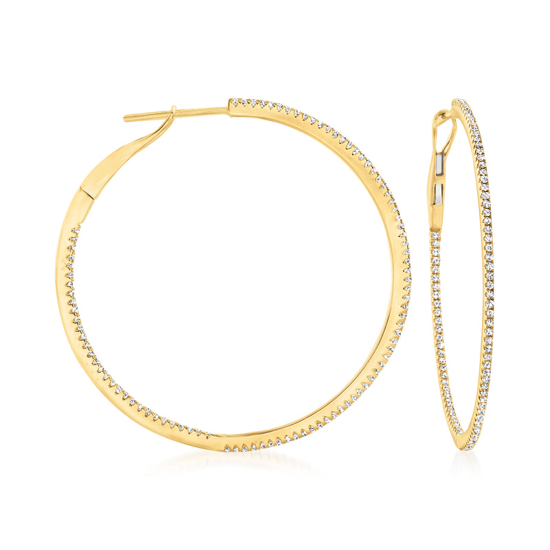 14kt yellow gold diamond inside-outside hoop earrings