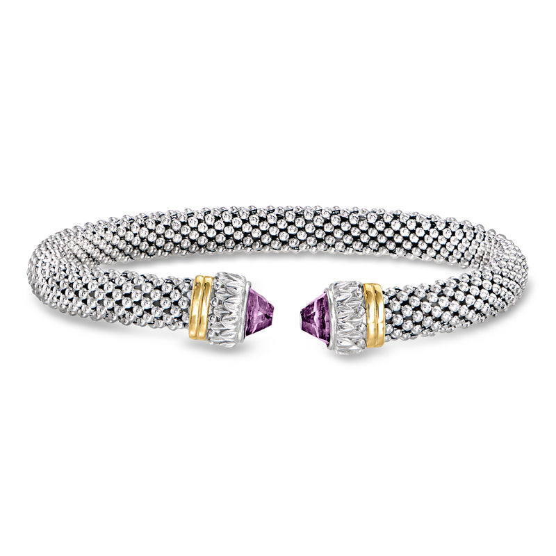 Phillip Gavriel Popcorn amethyst cuff bracelet in sterling silver with 18kt yellow gold