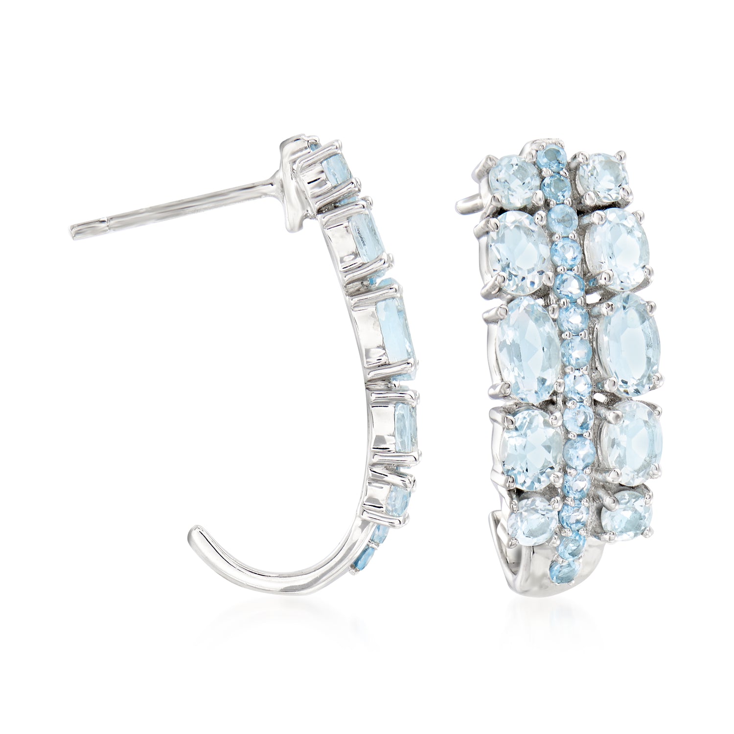 2.10 ct. t.w. Aquamarine and .50 ct. t.w. Swiss Blue Topaz Earrings in Sterling Silver
