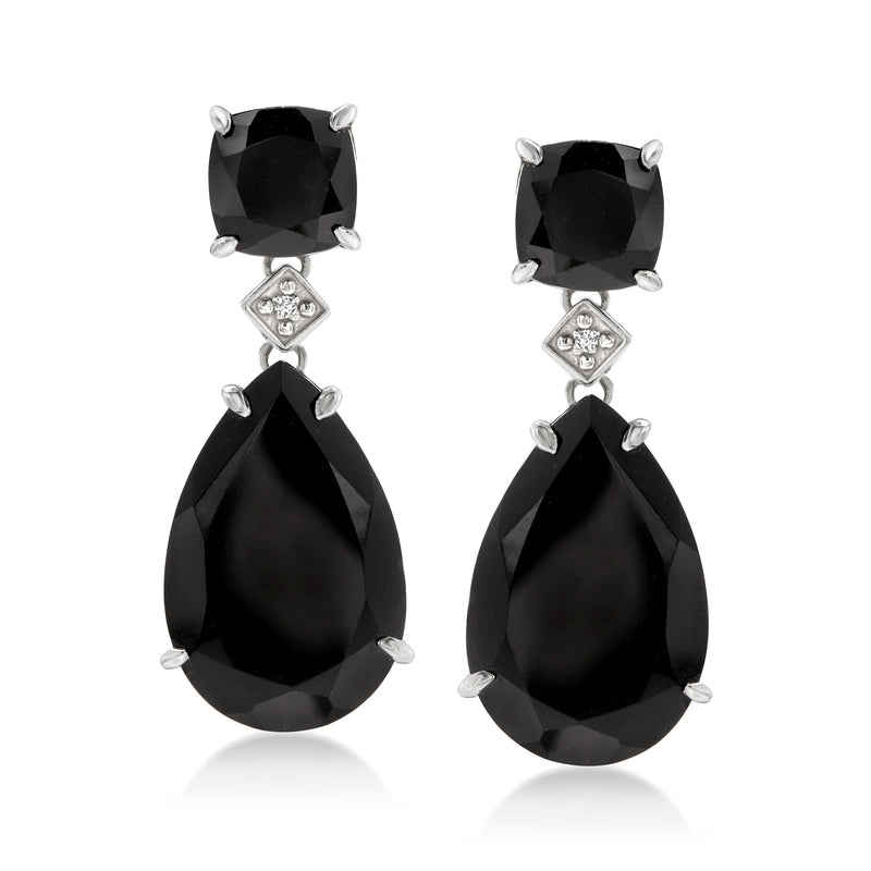 Onyx Drop Earrings in Sterling Silver