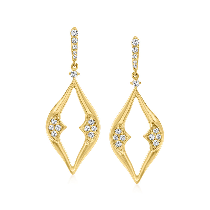Diamond open-space drop earrings in 18kt gold over sterling