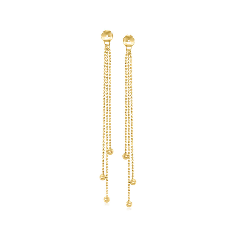 14kt Yellow Gold Beaded Tassel Earring Jackets