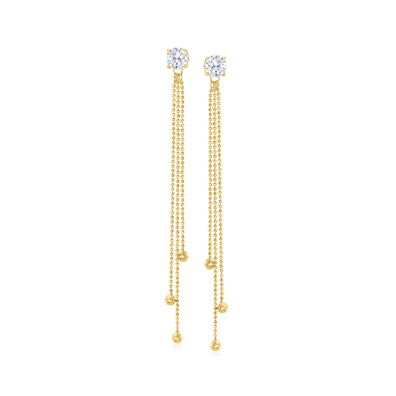 14kt Yellow Gold Beaded Tassel Earring Jackets