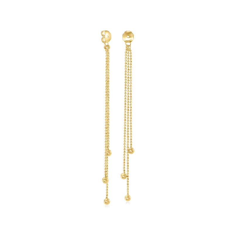 14kt Yellow Gold Beaded Tassel Earring Jackets