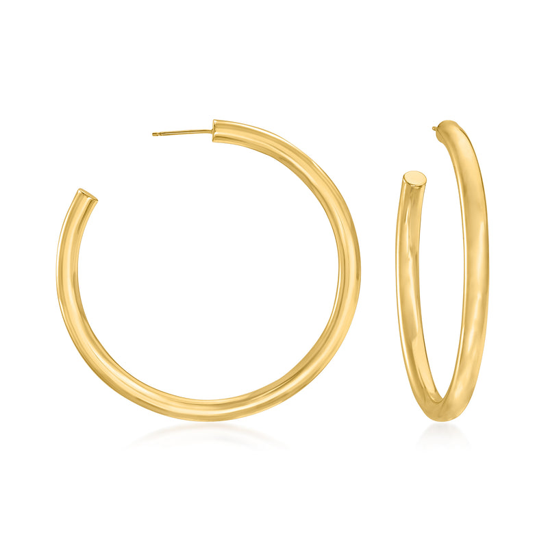 3mm 14kt yellow gold hoop earrings with smooth round profile