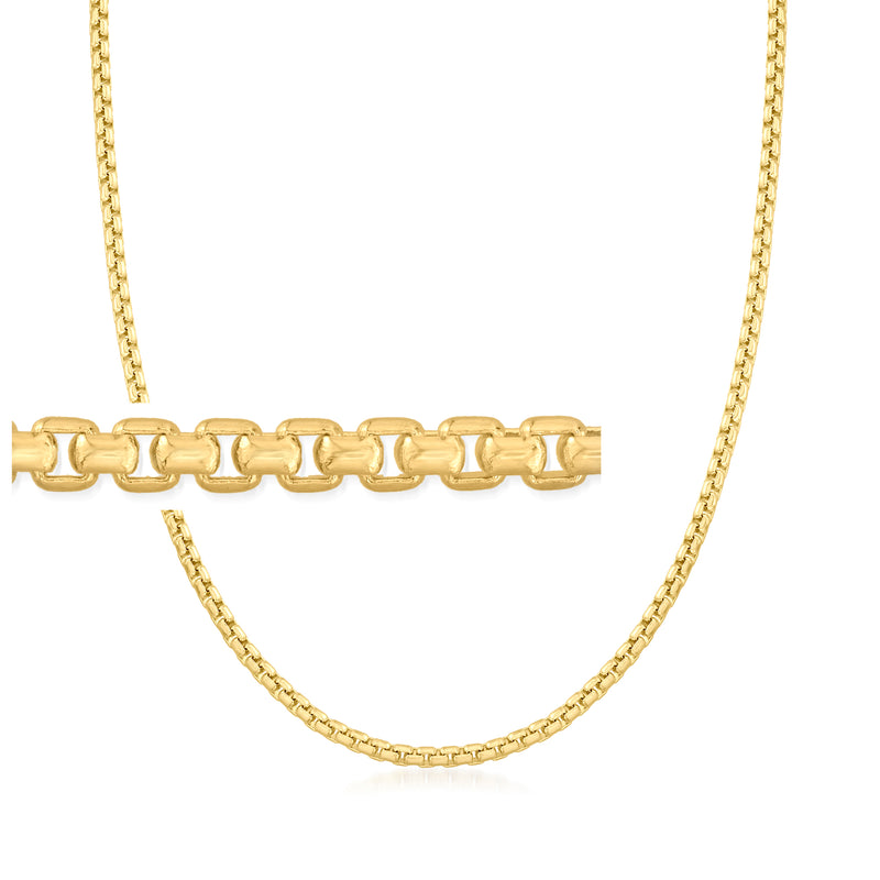 14kt yellow gold rounded box-chain necklace with curved link design