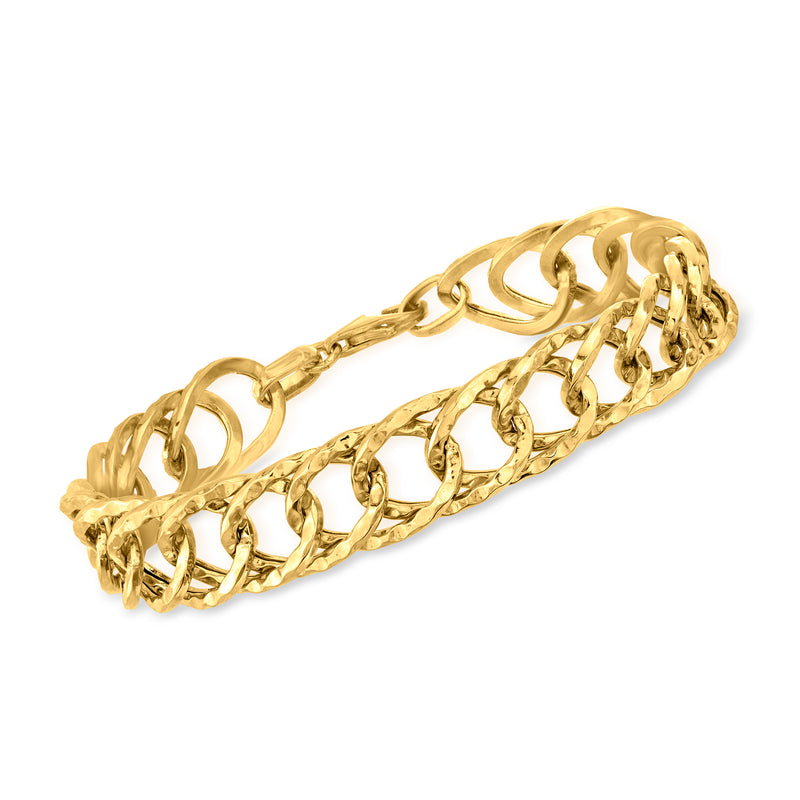 Gold over sterling oval-link bracelet with interlocking oval links