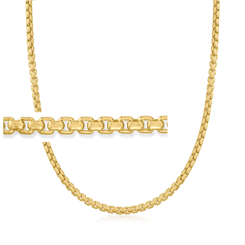 14kt yellow gold rounded box-chain necklace with interlocking oval links