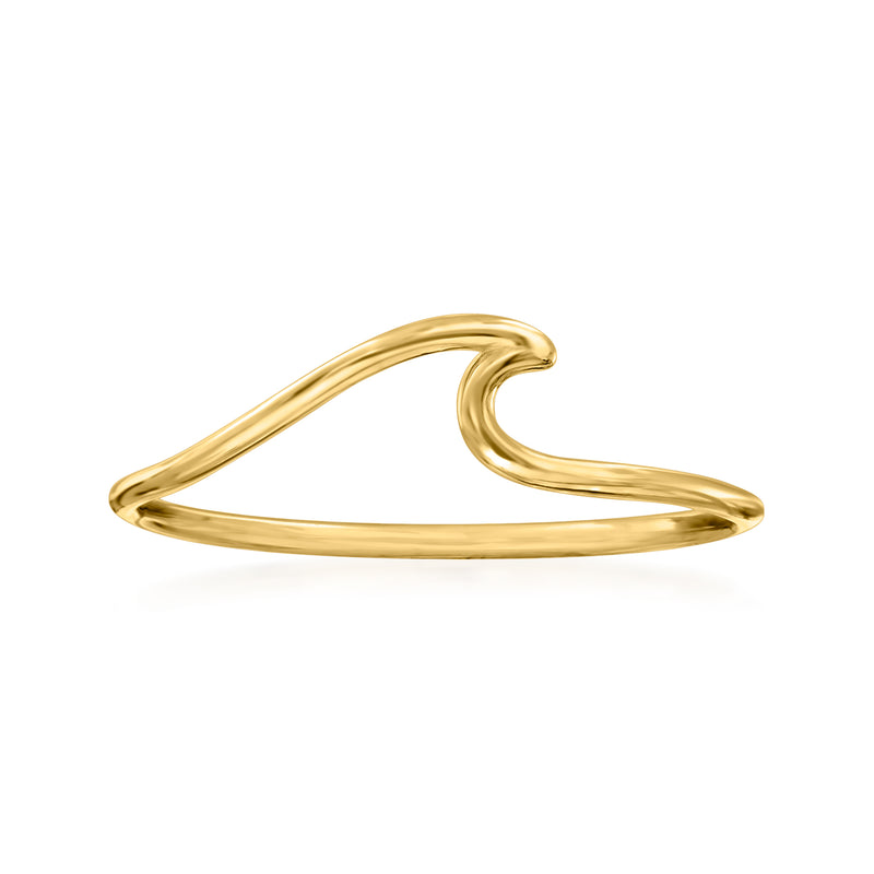 14kt yellow gold wave ring with curved open band