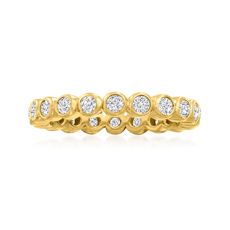 18kt gold over sterling eternity band with bezel-set round diamonds