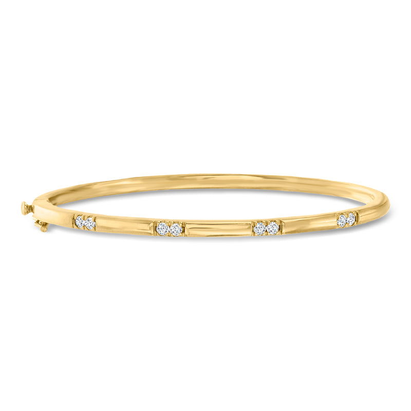 18k gold over sterling bangle with diamond station accents and small clasp