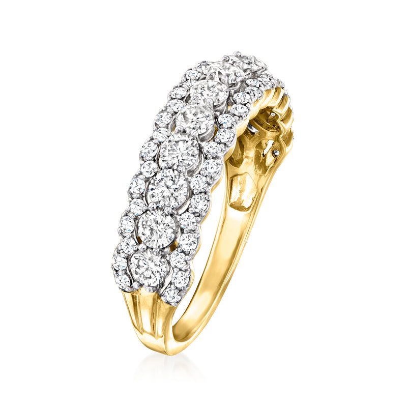 14kt yellow gold diamond ring with clustered round stones