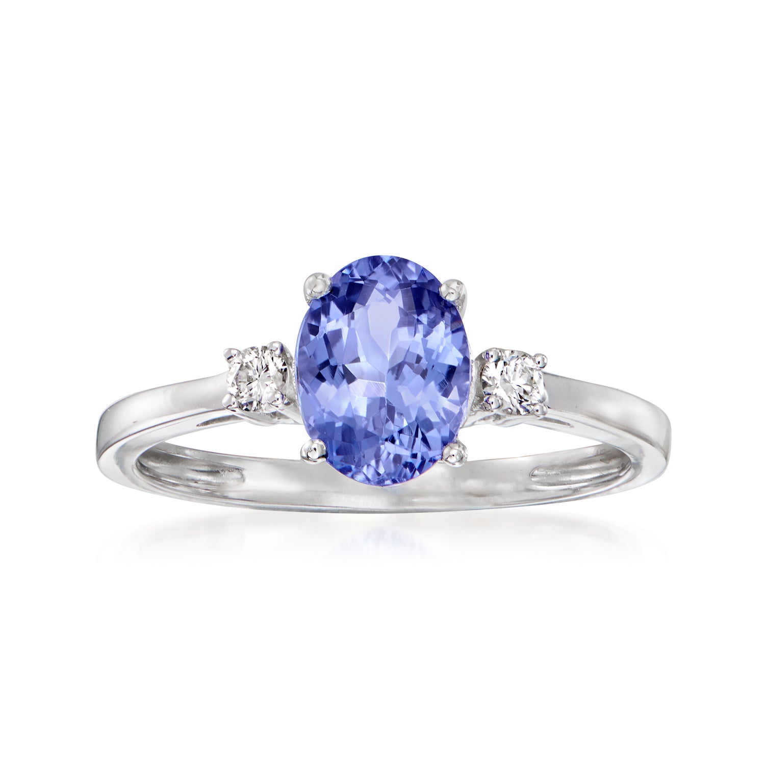 1.20 Carat Tanzanite Ring with .10 ct. t.w. Diamonds in 14kt White Gold