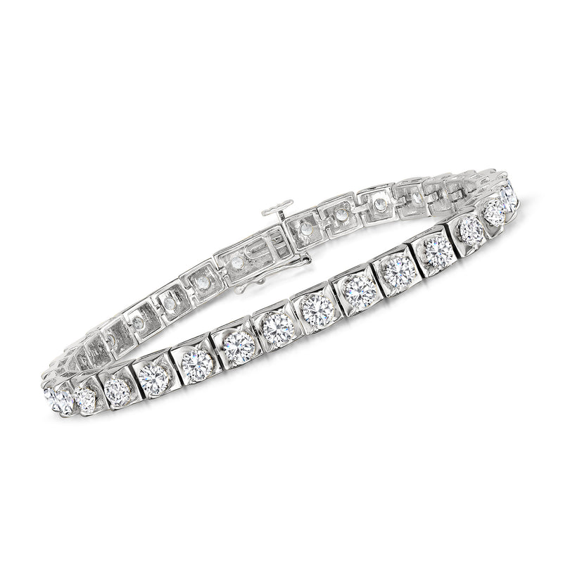 14kt white gold diamond tennis bracelet with square-cut stones in a line