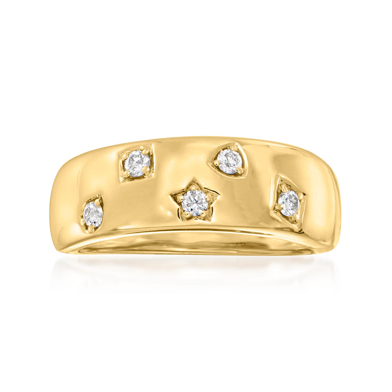 18kt gold over sterling diamond star ring with five round clear stones
