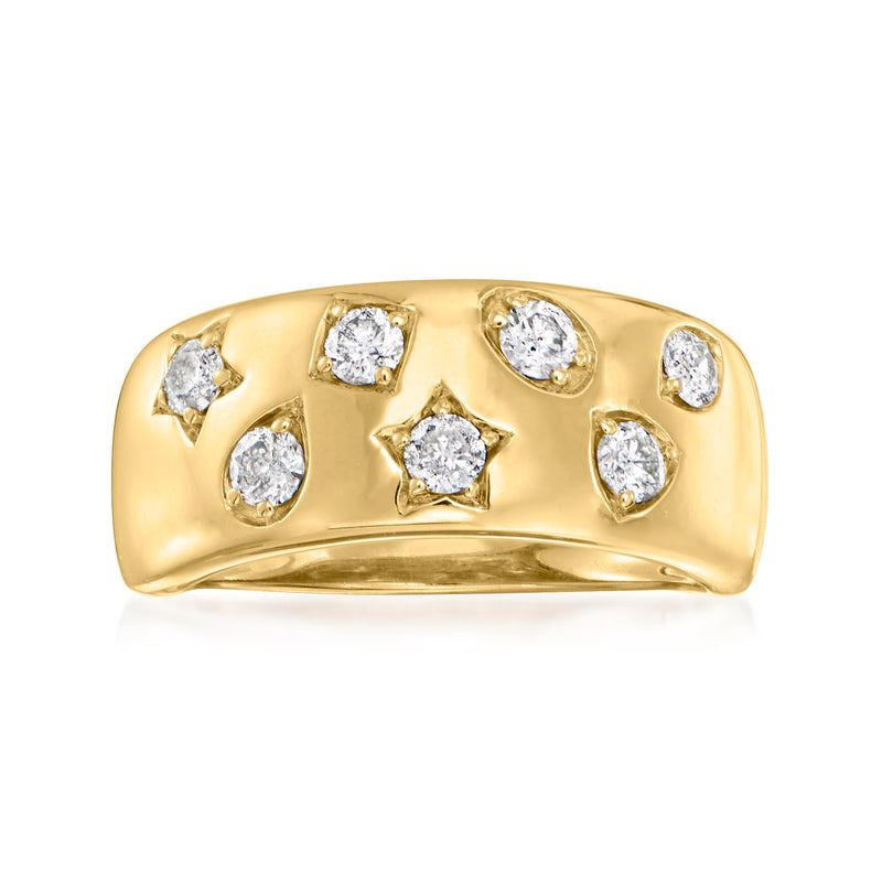 18kt gold over sterling star diamond ring with multiple round clear stones