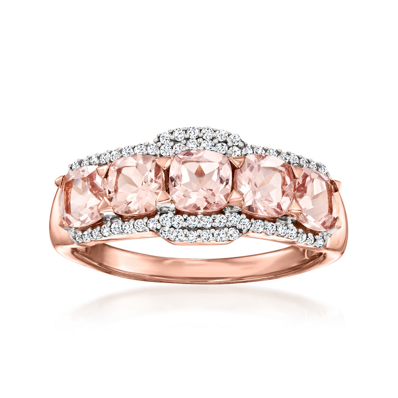 Rose gold morganite and diamond band ring