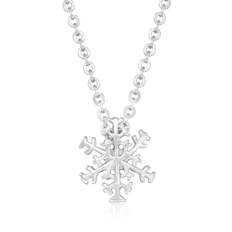 Sterling silver snowflake pendant necklace with linked chain and detailed snowflake charm