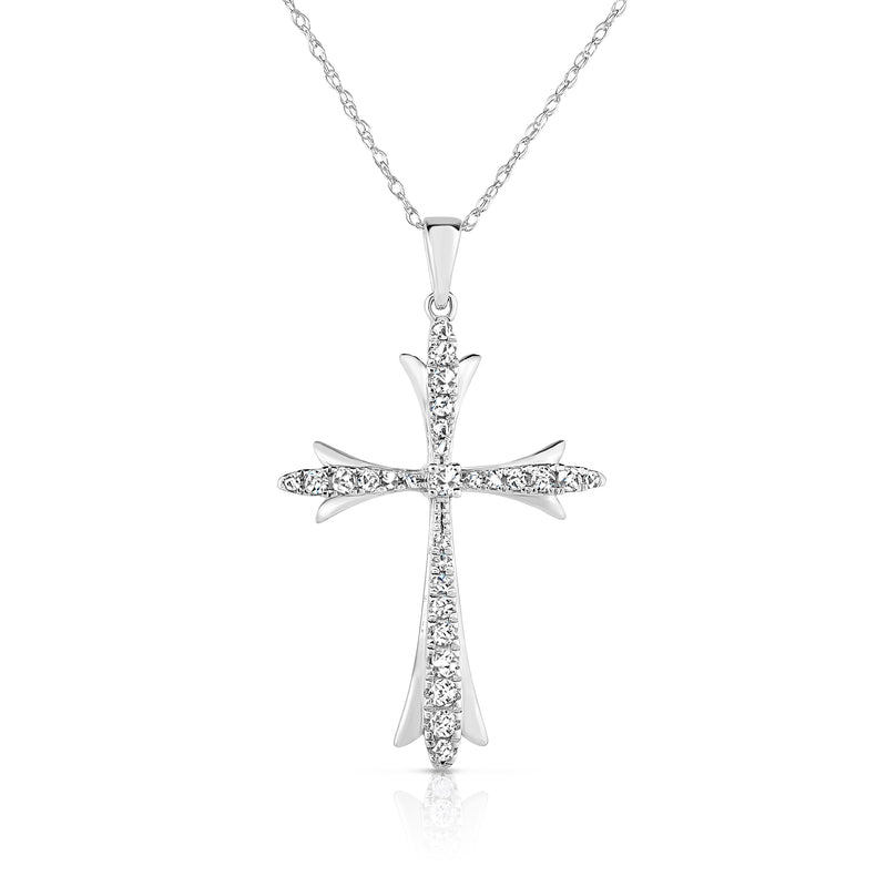 Diamond cross pendant necklace in 14kt white gold
