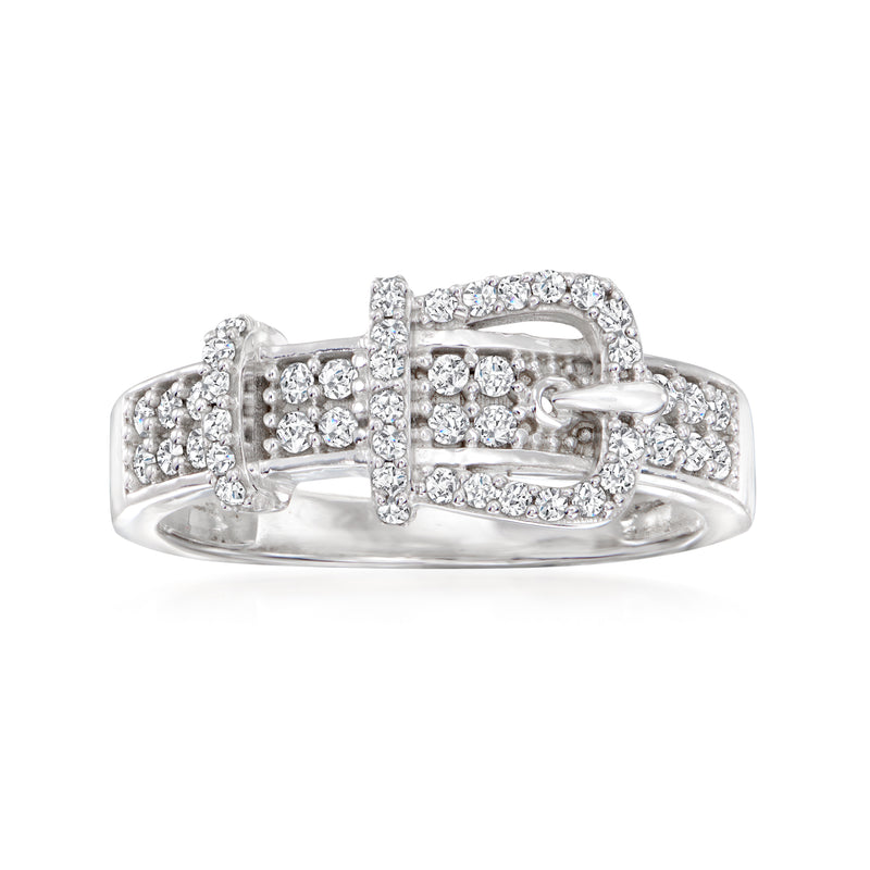 Diamond buckle ring in sterling silver