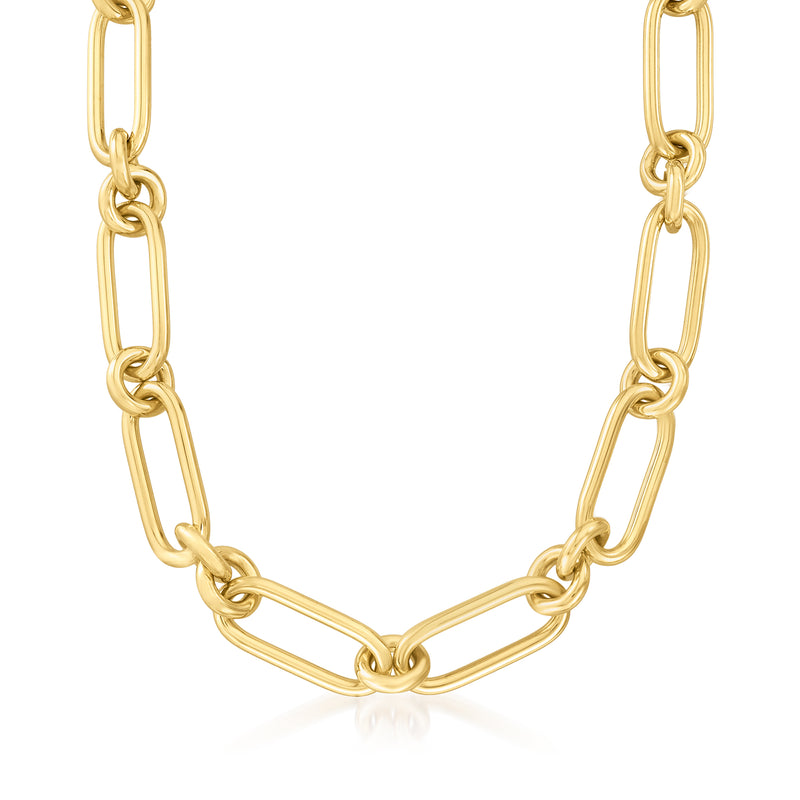 Roberto Coin 18kt yellow gold link necklace with oval and bar links