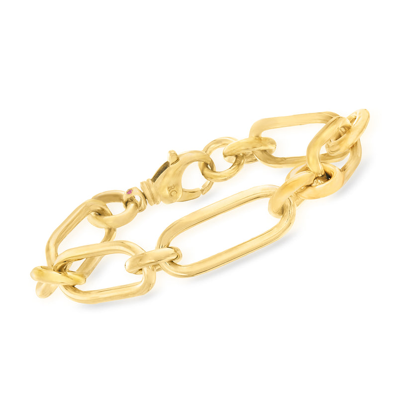 18kt yellow gold link bracelet with oval and bar links