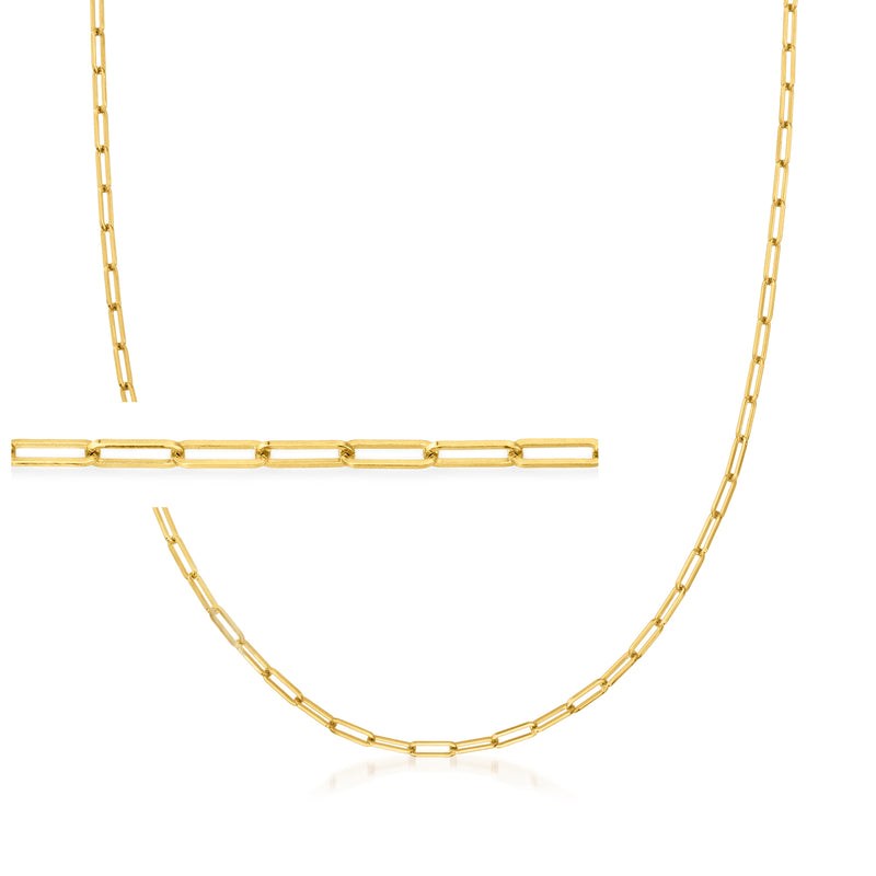 14kt yellow gold paper clip link chain necklace