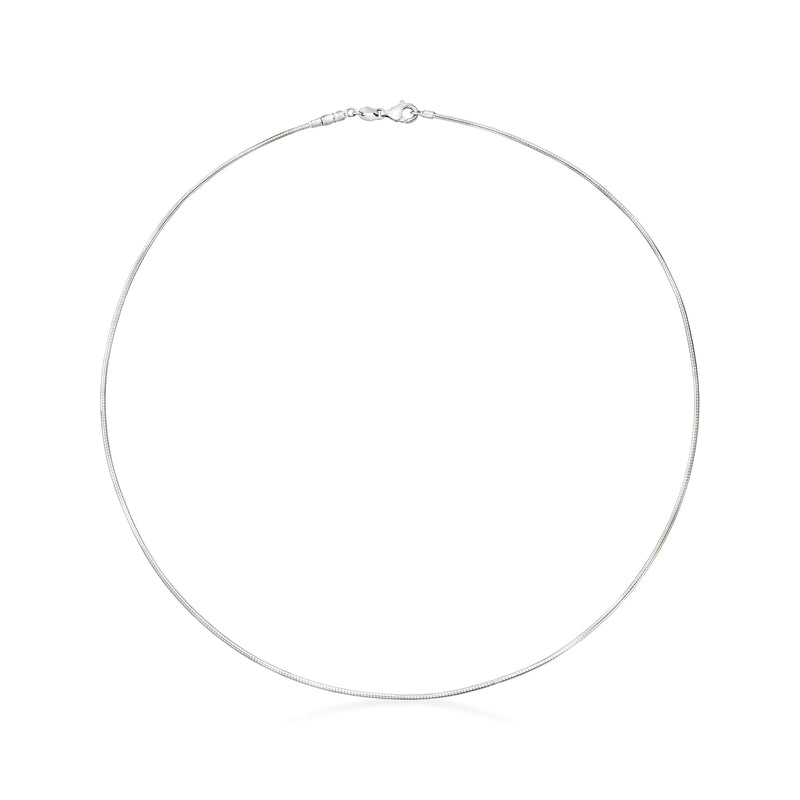14kt white gold omega necklace, fine cable chain with spring-ring clasp