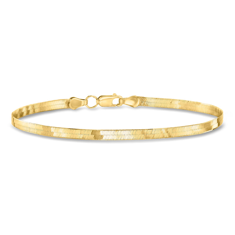 14kt yellow gold herringbone bracelet with toggle clasp and flat link design